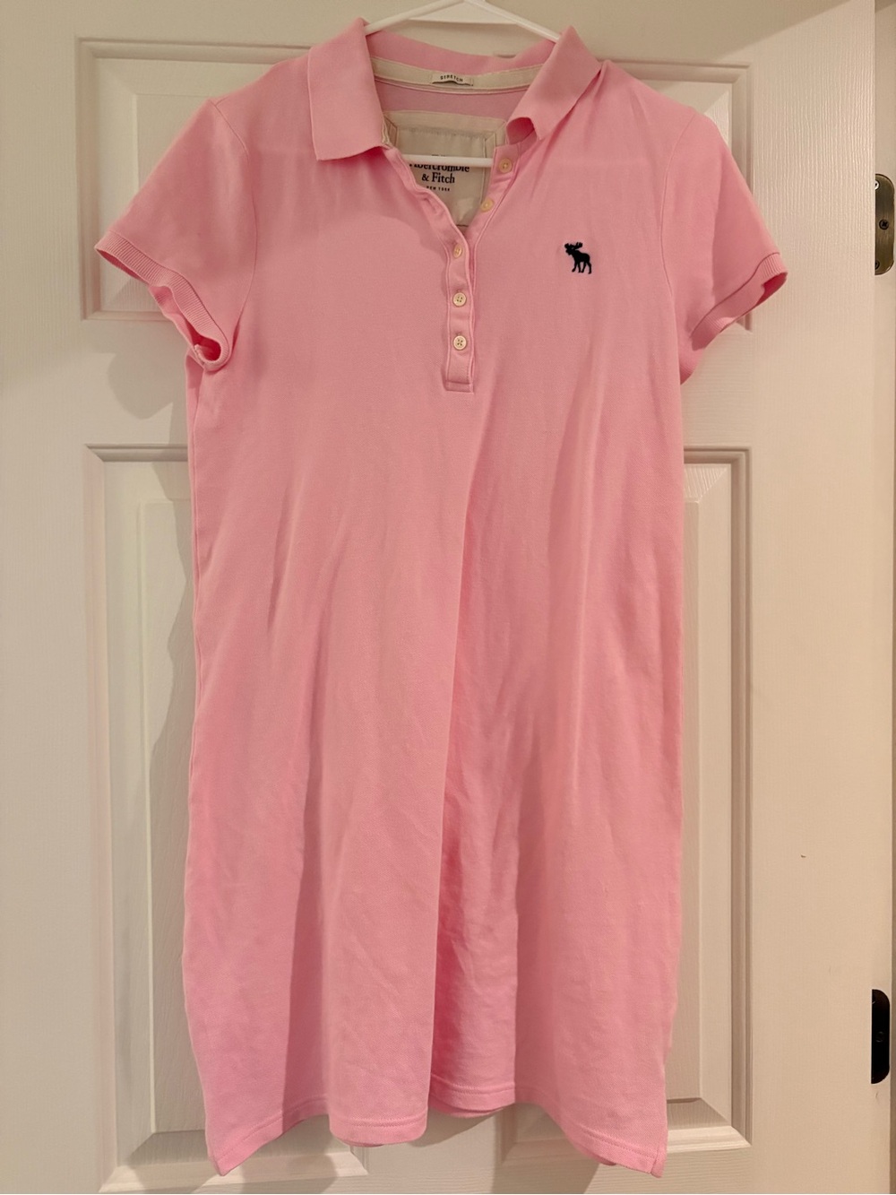 Abercrombie & Fitch Light Pink Polo Dress with Navy Moose Logo